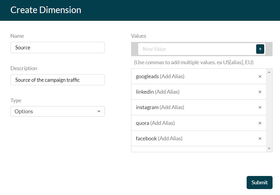 Adding Values to Dimensions