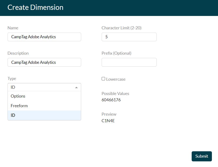 Choosing ID as Dimension type