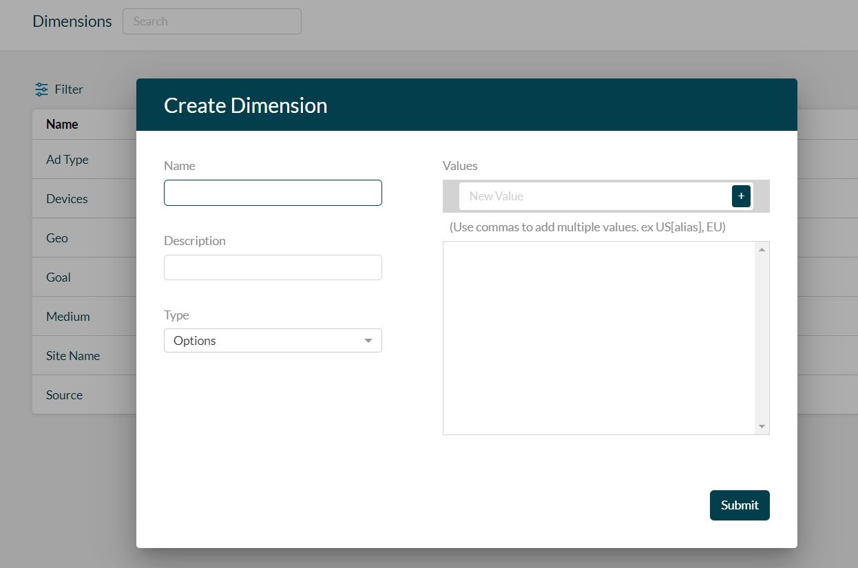 Creating new dimensions in CampTag