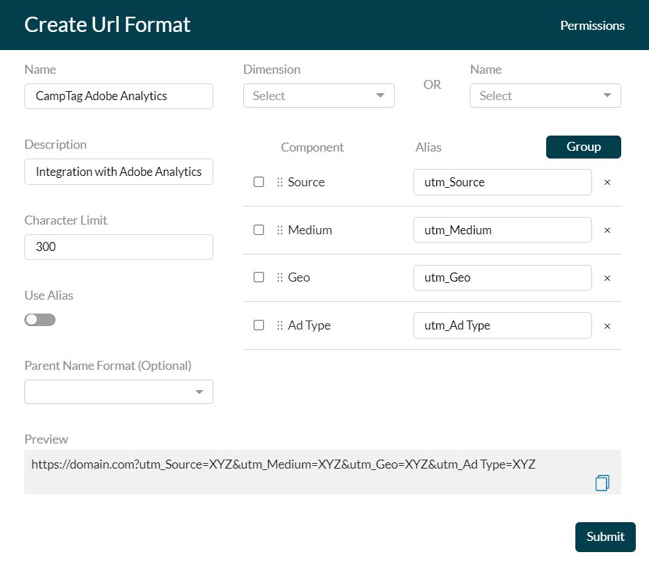 Creating URL format for Adobe Analytics