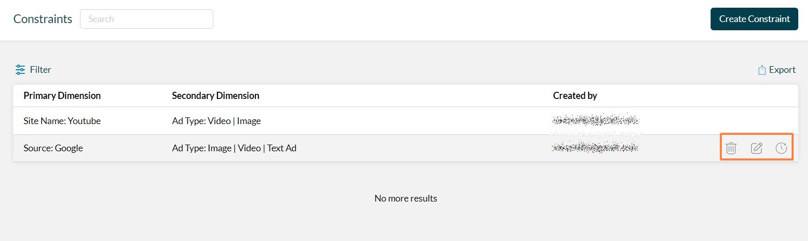 Editing, Deleting or Archiving Constraints