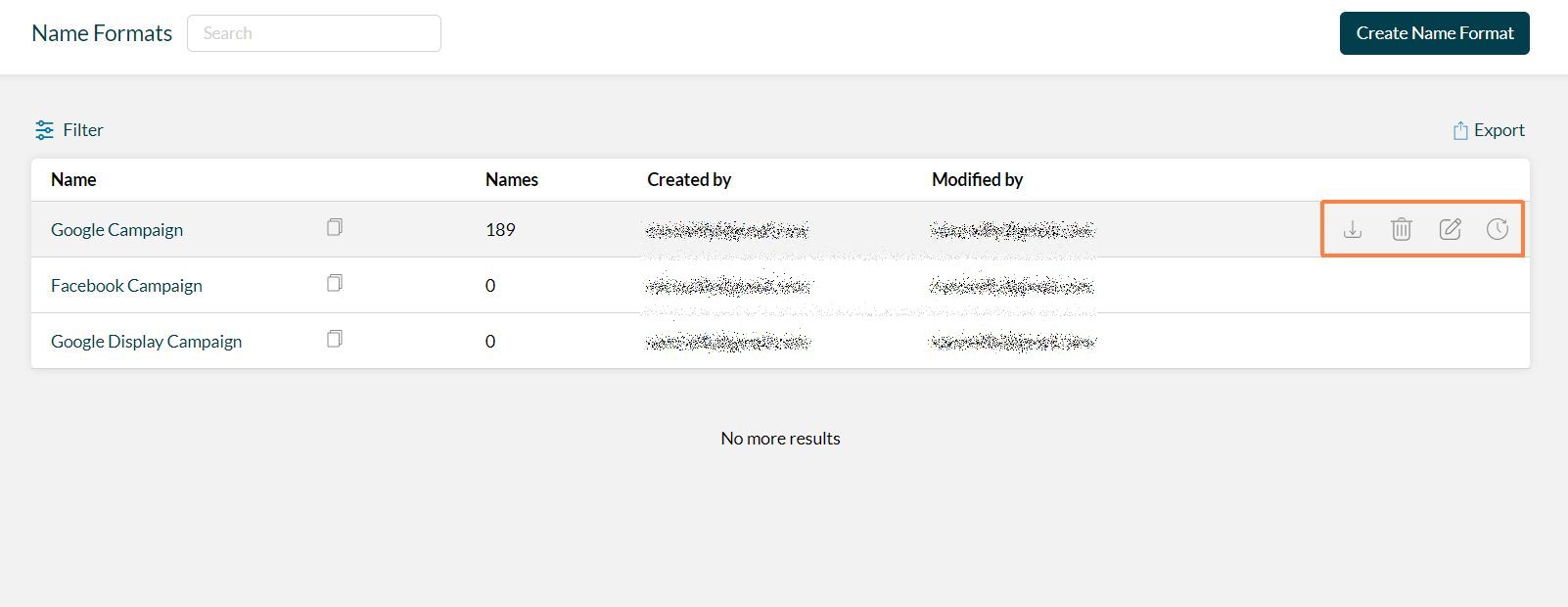 Editing or deleting name formats