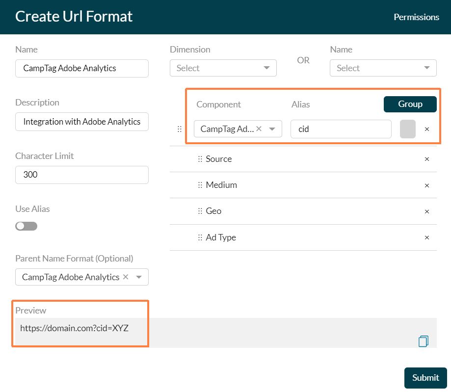 Group dimensions to CID for Adobe Analytics