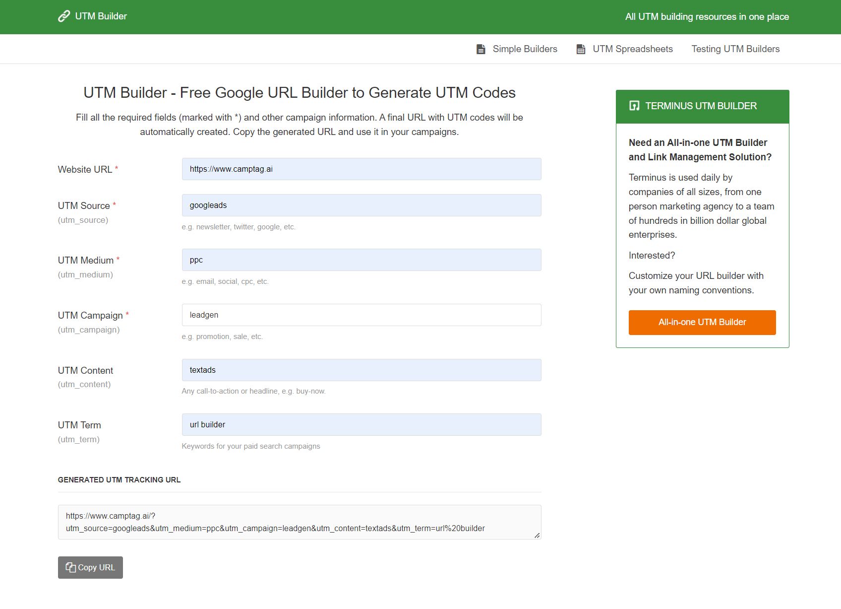 UTM Builder from utmbuilder.net